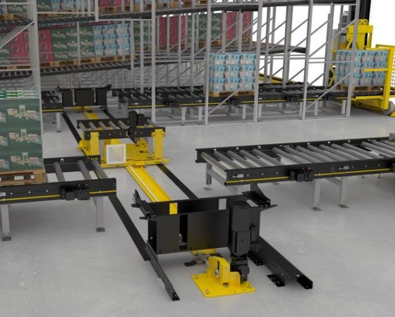 Interroll complements Modular Pallet Conveyor Platform (MPP) with stacker crane and transfer car